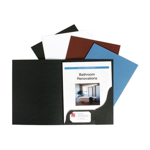 Marbig Presentation Folder Leathergrain Black A4 Pk10 - Only 1 Remaining